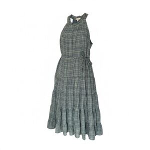 Torrid Plaid Sleeveless Tiered Midi Dress Green Size 1 Cottagecore SoftGrunge